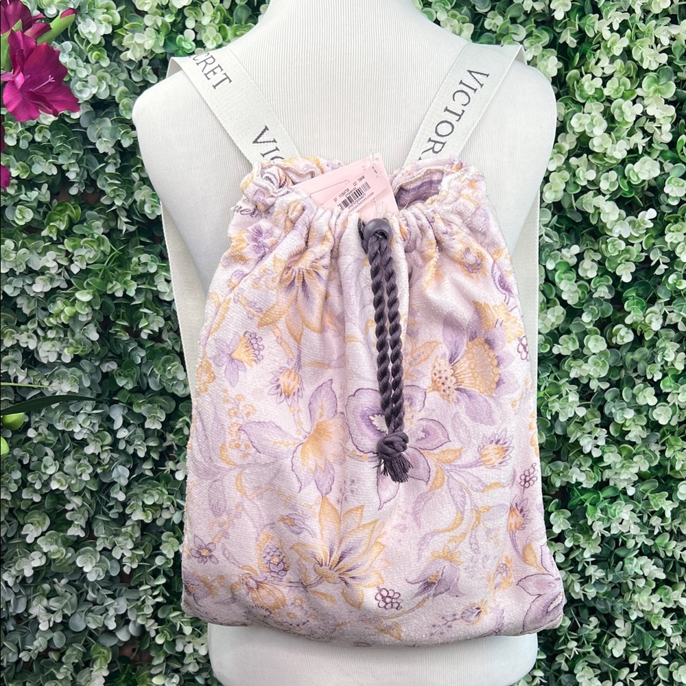 Victoria's Secret Paisley Print Lillac Packable Beach Blanket Towel Backpack NWT
